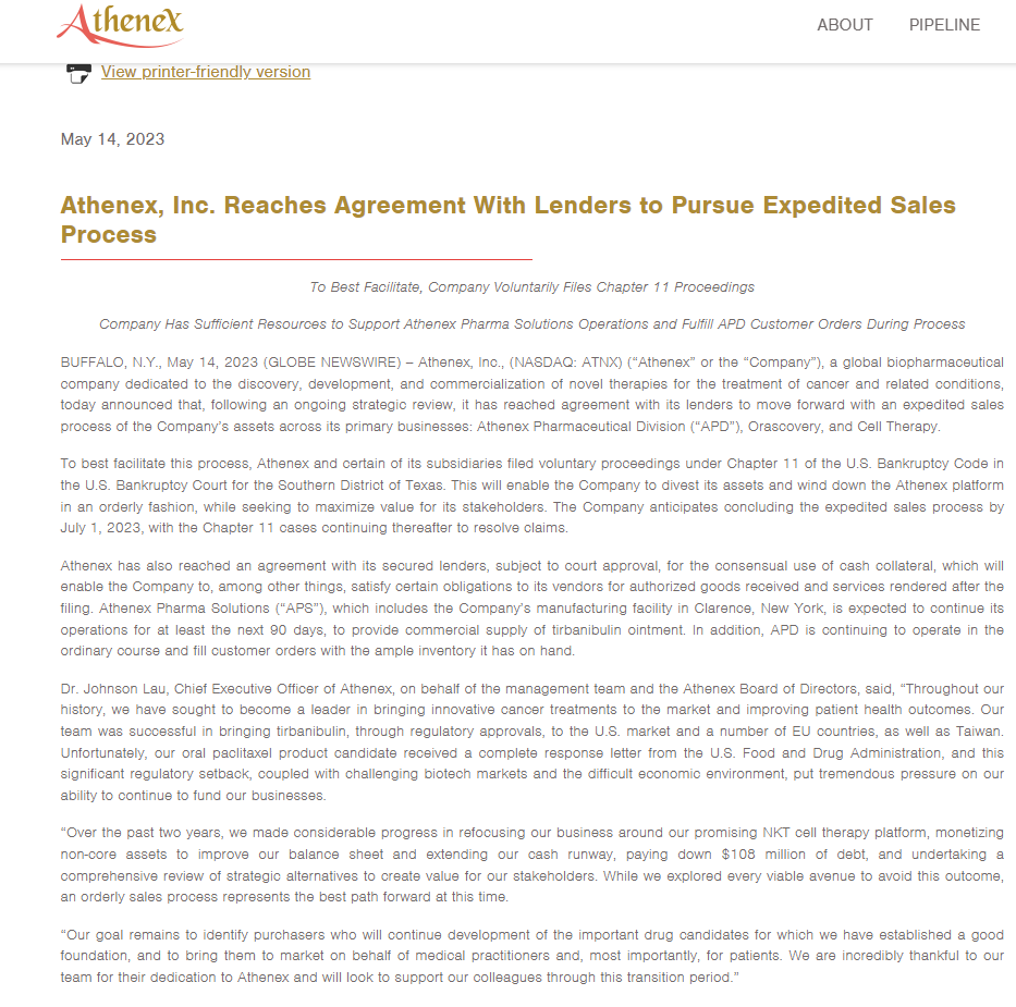 马化腾也有参投,一家上市跨国生物制药公司宣布破产